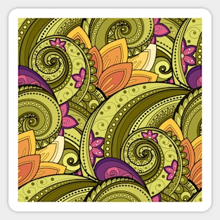 Paisley Print with Vintage Floral Motifs Sticker